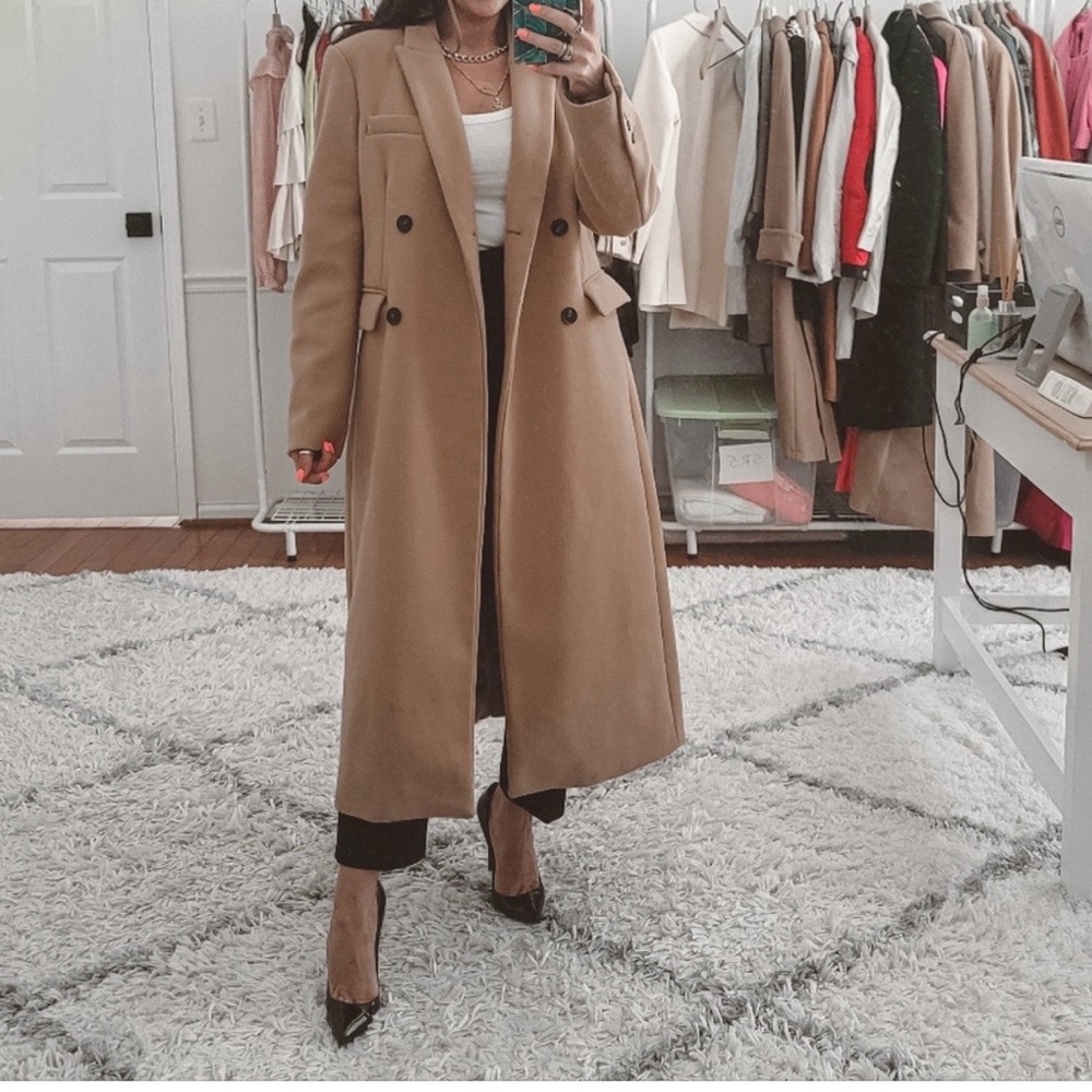 Nasty Gal Elegant Tan Women's Camel Coat - Picture 2 of 4